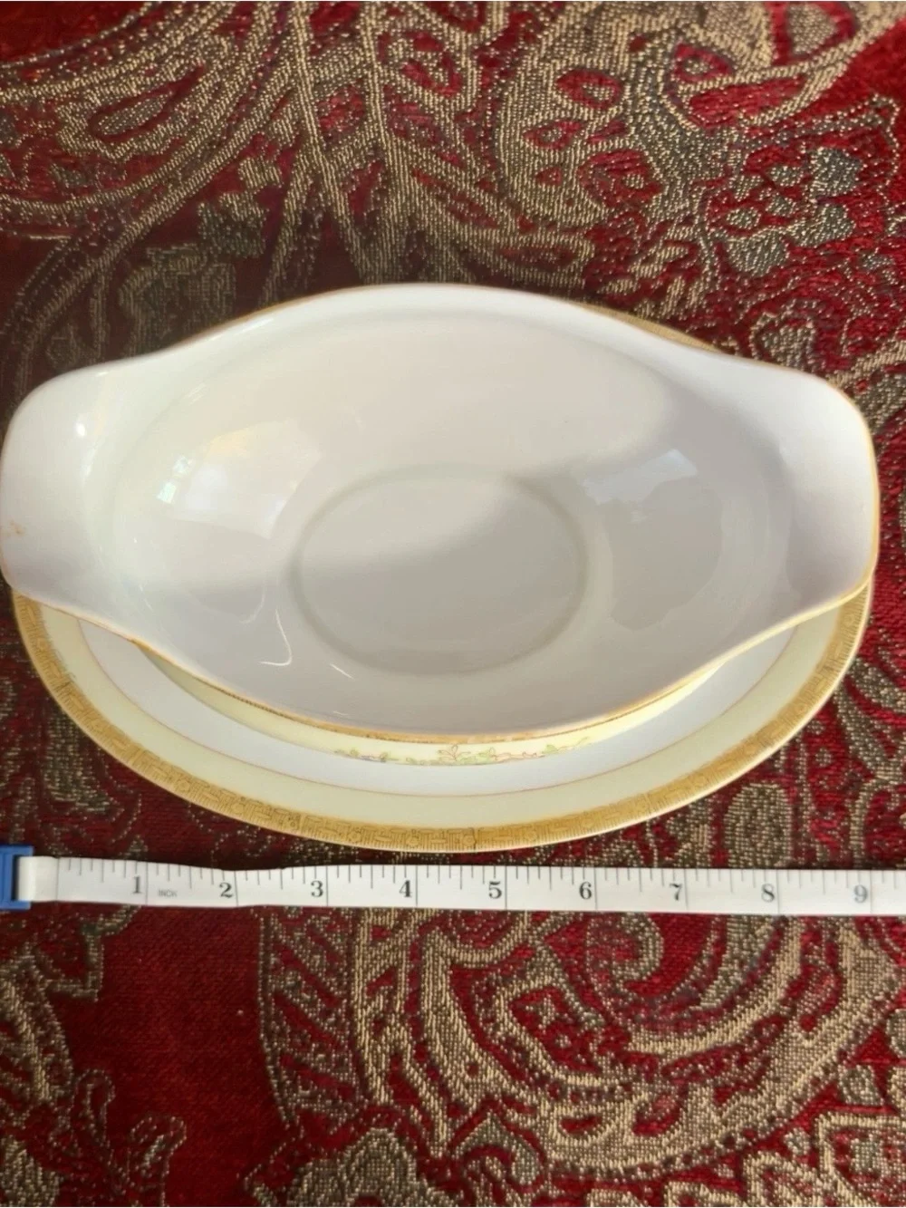 Vintage Noritake Porcelain Gravy Boat with Attached Underplate / Drip Tray 1930s